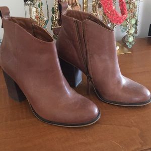 Brown leather ankle boots